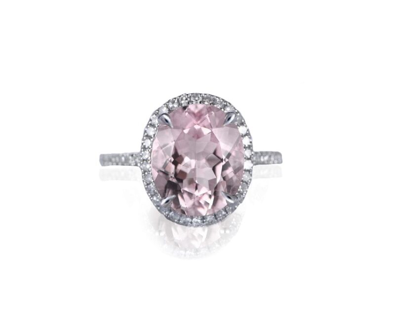 '953' Morganite and Diamond 14k Gold Engagement Ring