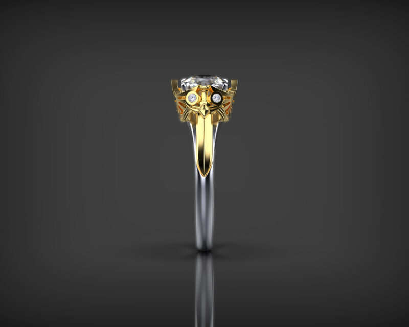 'Master Sword' Natural Diamond Gold Inspired Zelda Triforce Ring - Image 6