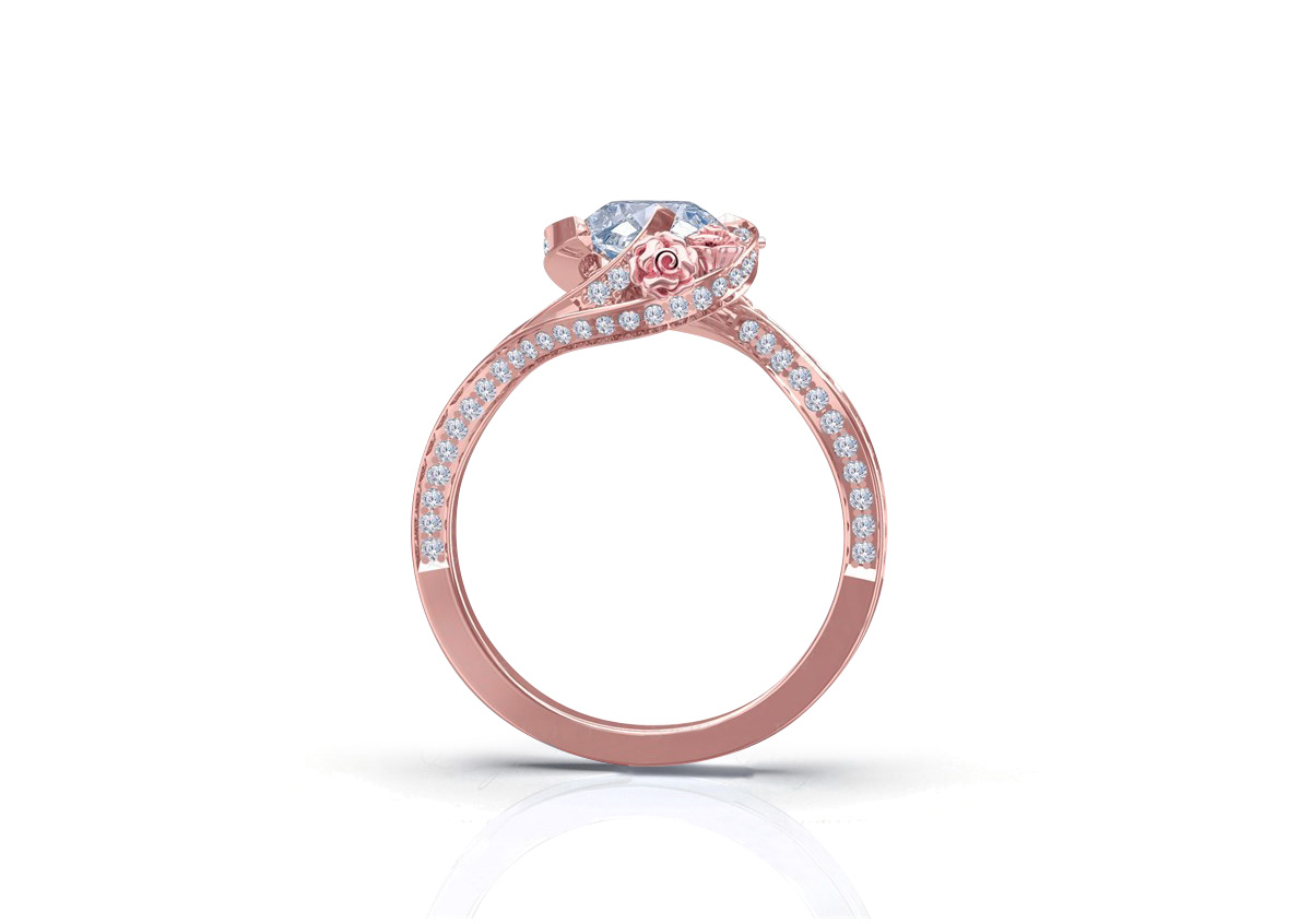 Le Rose' 1.55ct Certified Natural White Diamond White/Rose Gold Ring