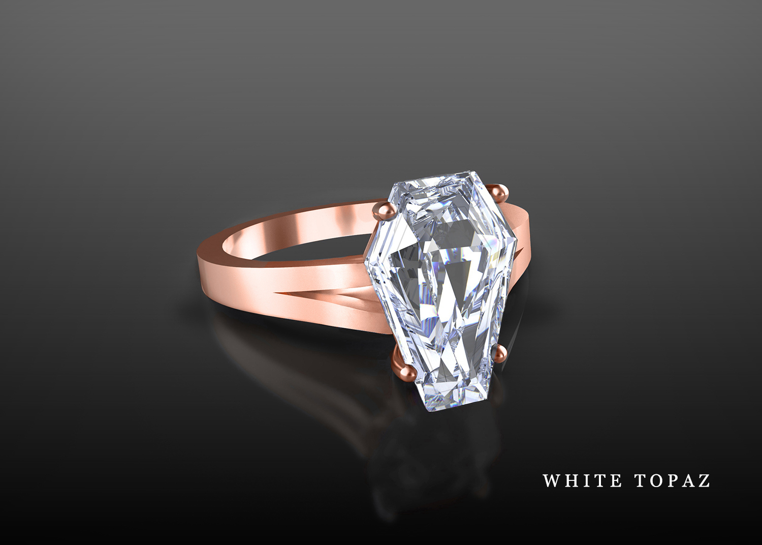 Coffin shaped diamond ring sale