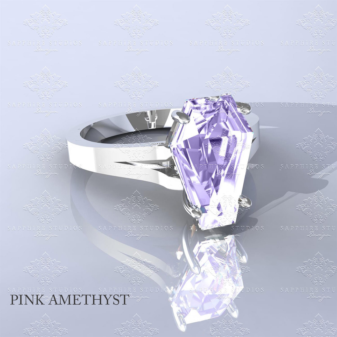 Autumn Natural Sterling Silver Coffin Cut Ring