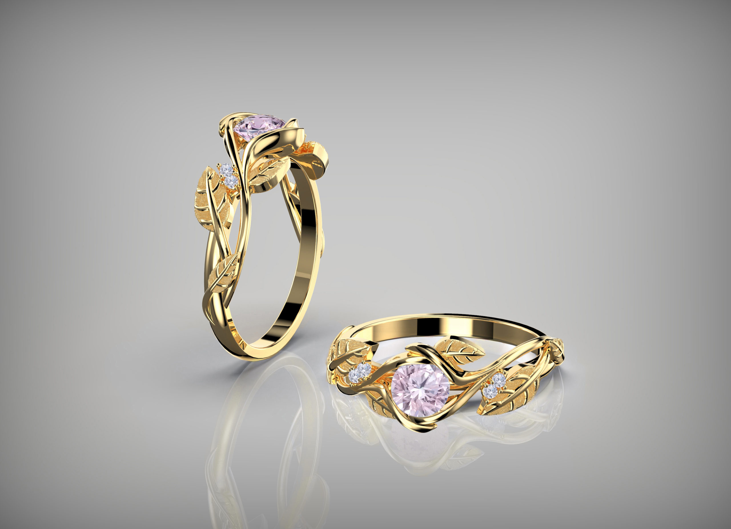 'Ivy Fleur' 0.70ct Gold Flower Vine Engagement Ring