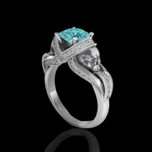 aphrodite-aquamarine-diamond-white-gold-skull-engagement-ring - A