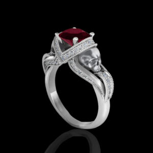aphrodite-natural-garnet-diamond-skull-white-gold-engagement-ring A