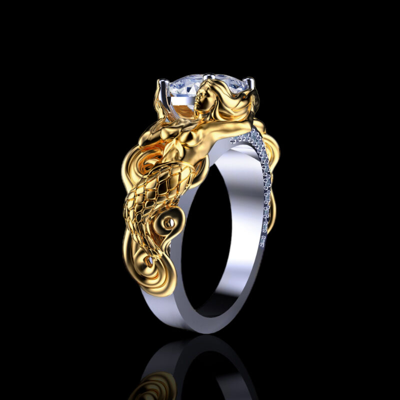 le-reve-cushion-cut-yellow-gold-mermaid-ring (6)