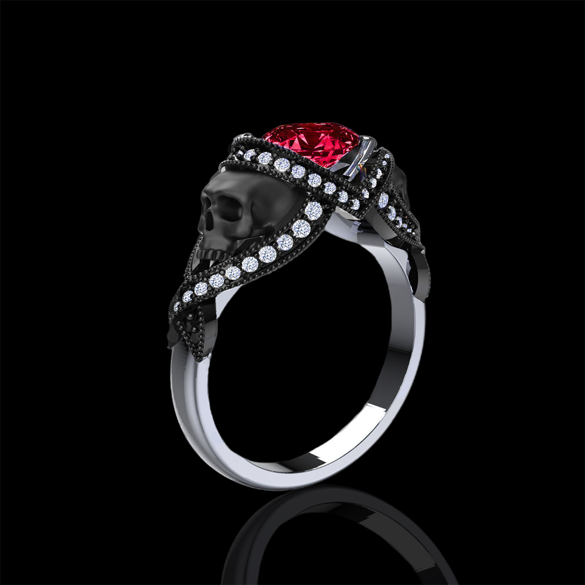 Black ring with deals skulls