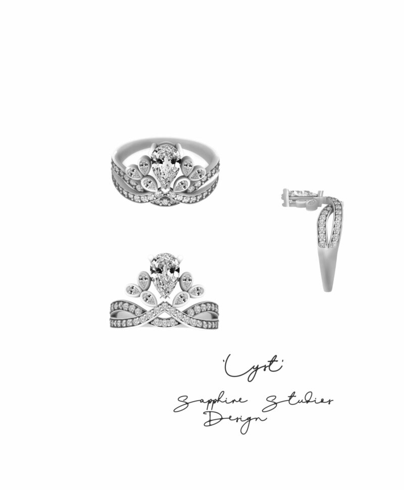 'Lyst' Pear Cut White/Yellow/Rose Gold Engagement Ring - Image 4