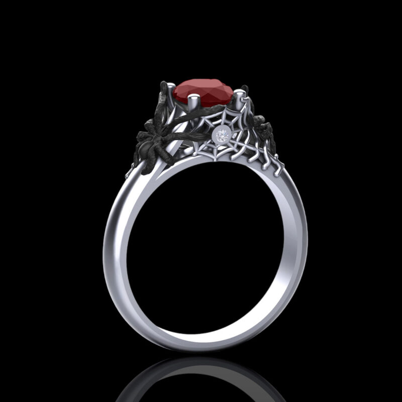 'Aranea' Natural Garnet Gold Spider Engagement Ring - Image 2