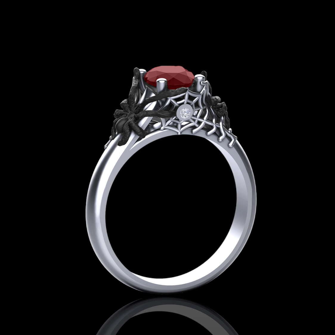 'Aranea' Natural Garnet Gold Spider Engagement Ring - Image 2