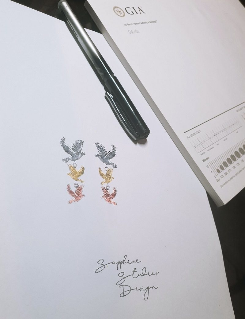 Dove earring sketch