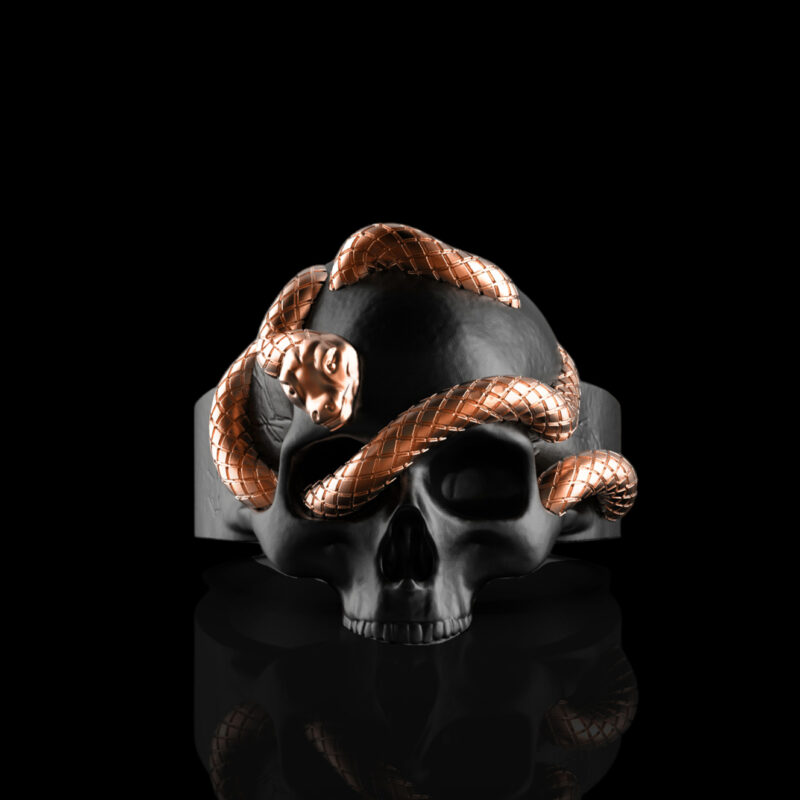 vii-mens-tone-tone-rose-black-gold-snake-skull-ring