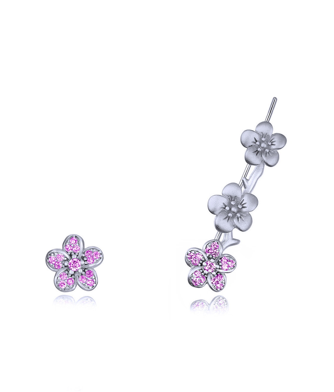 Color Blossom Earrings, Pink Gold, White Gold And Diamonds