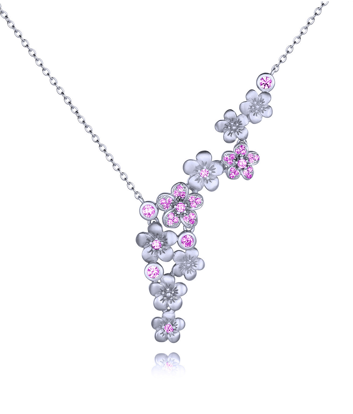 Reeds Jewelers 14K White Gold Sapphire Pendant Necklace with Diamond Halo,  TDW.30