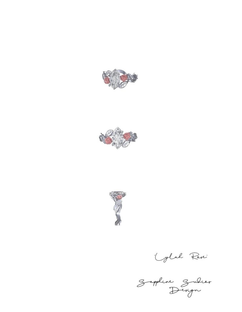 Lylah-Rose-marquise-gold-floral-engagement-ring-sketch
