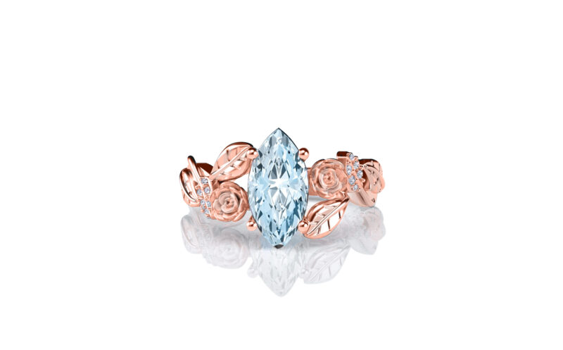 Lylah-rose-marquise-aquamarine-gold-floral-flower-gold-engagement-ring