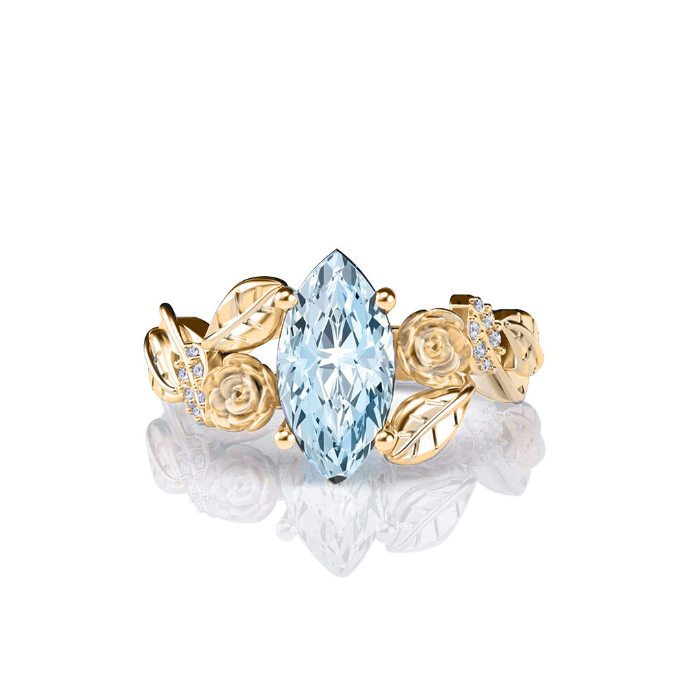 Lylah-rose-marquise-aquamarine-gold-floral-flower-gold-engagement-ring