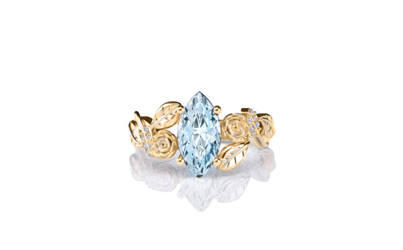 Lylah-rose-marquise-aquamarine-gold-floral-flower-gold-engagement-ring