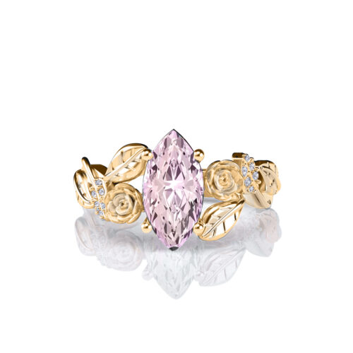 Lylah-rose-marquise-morganite-gold-floral-flower-gold-engagement-ring