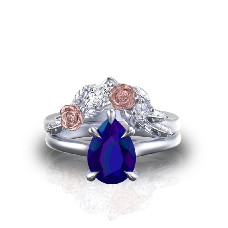 violette-alexandrite-pear-cut-gold-floral-flower-bridal-set