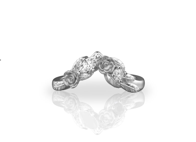 'Violette' Gold Chevron Floral Band - Image 4