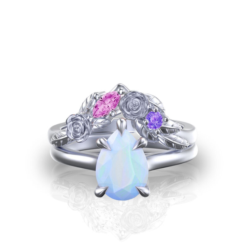 violette-moonstone-pear-cut-gold-floral-flower-bridal-set