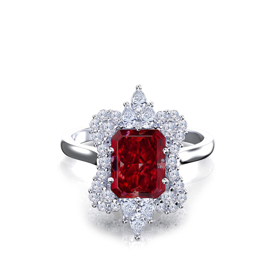  Fine Color Jewels Pink Cz Ring 4 ct Radiant Cut Ring