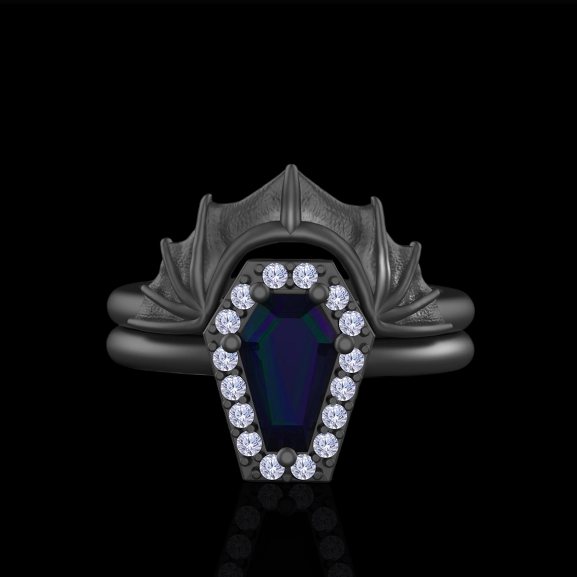 neveah-coffin-cut-Alexandrite-bat-band-black-gold-bridal-set