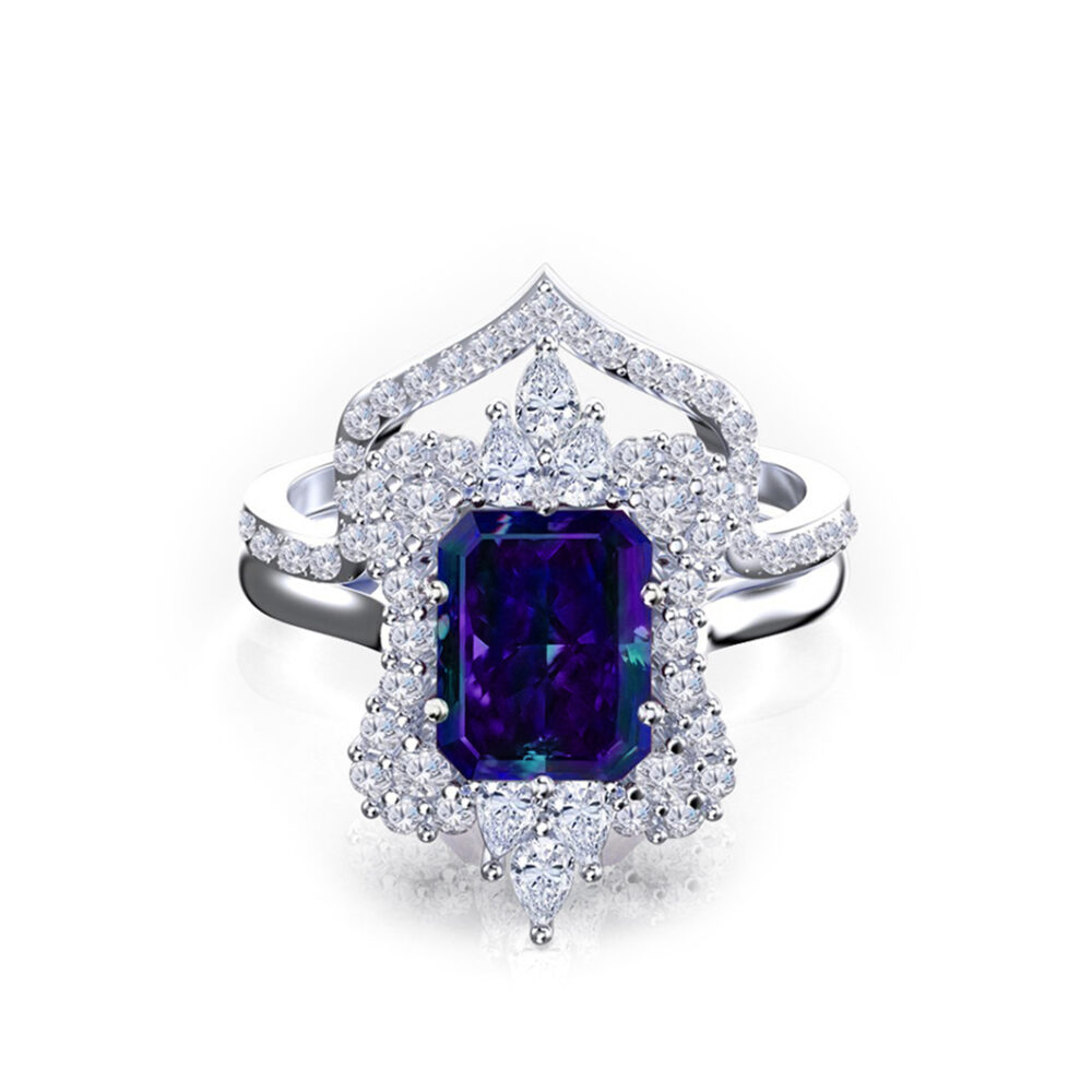 lilena-alexandrite-radiant-cut-gold-bridal-set