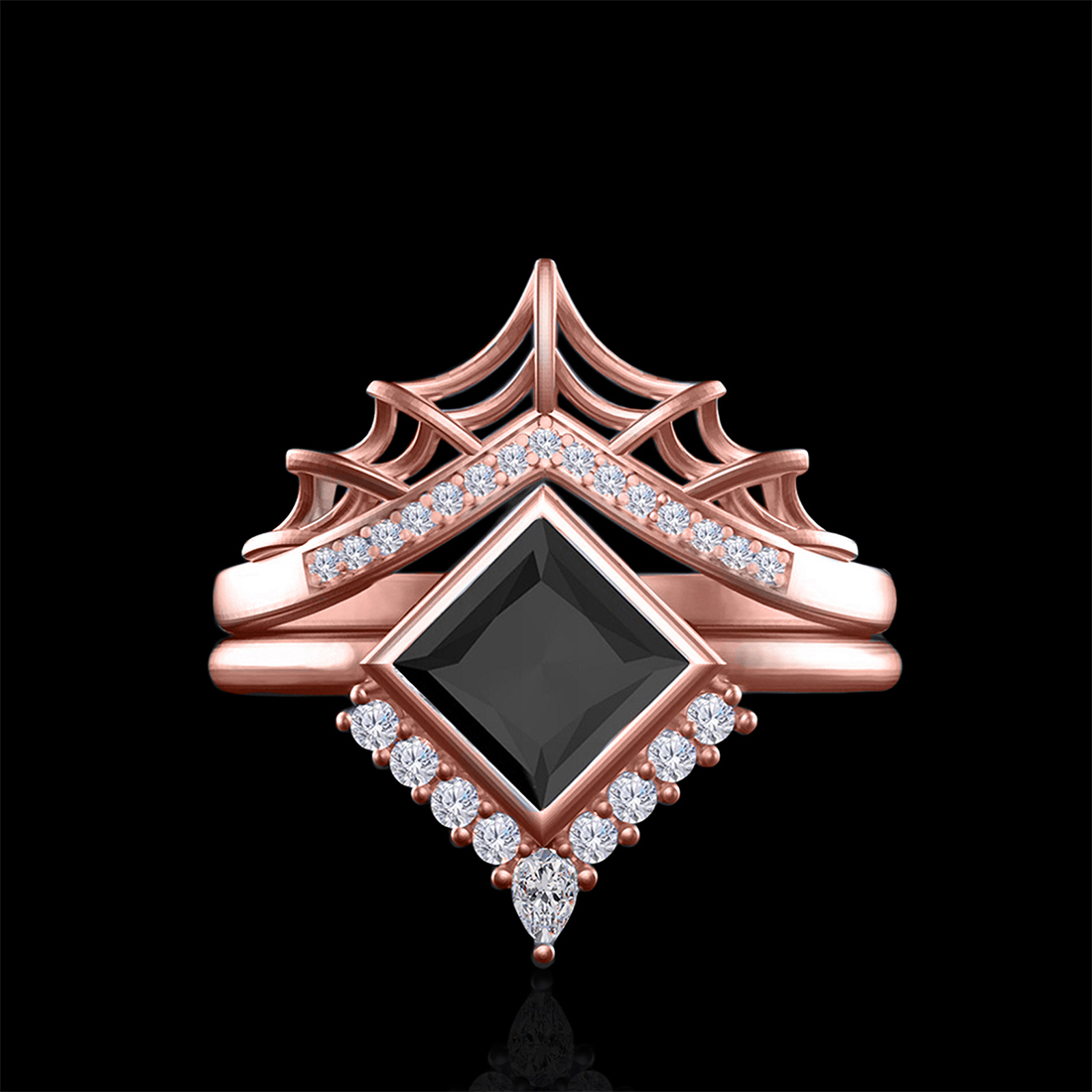 avalee-princess-cut-rose-gold-spider-web-band-birdal-gothic-ring-set