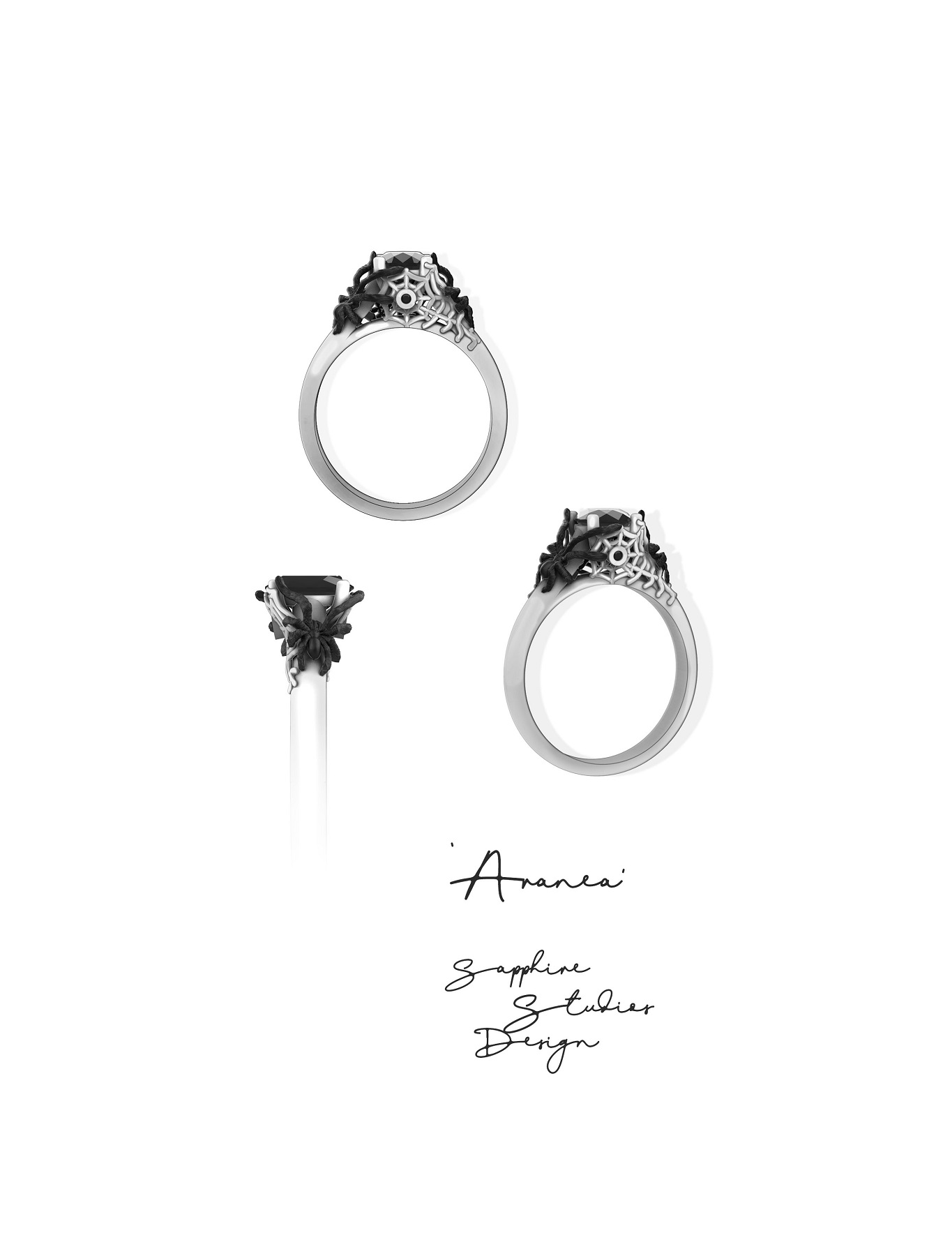 'Aranea' Natural Garnet Gold Spider Engagement Ring