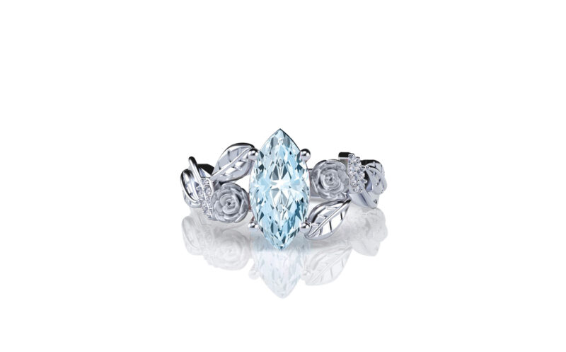 'Lylah Rose' Marquise Sterling Silver Flower Ring