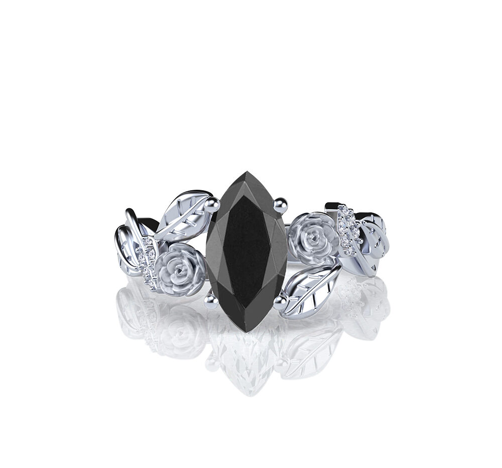 'Lylah Rose' Marquise Sterling Silver Flower Ring