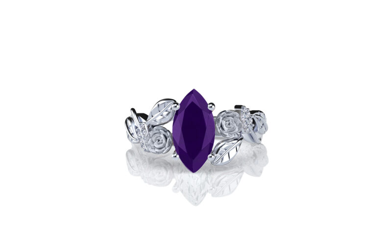 'Lylah Rose' Marquise Sterling Silver Flower Ring