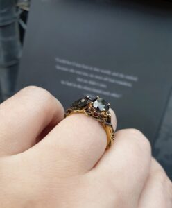 'Nevermore' Natural Garnet Gold Raven Ring