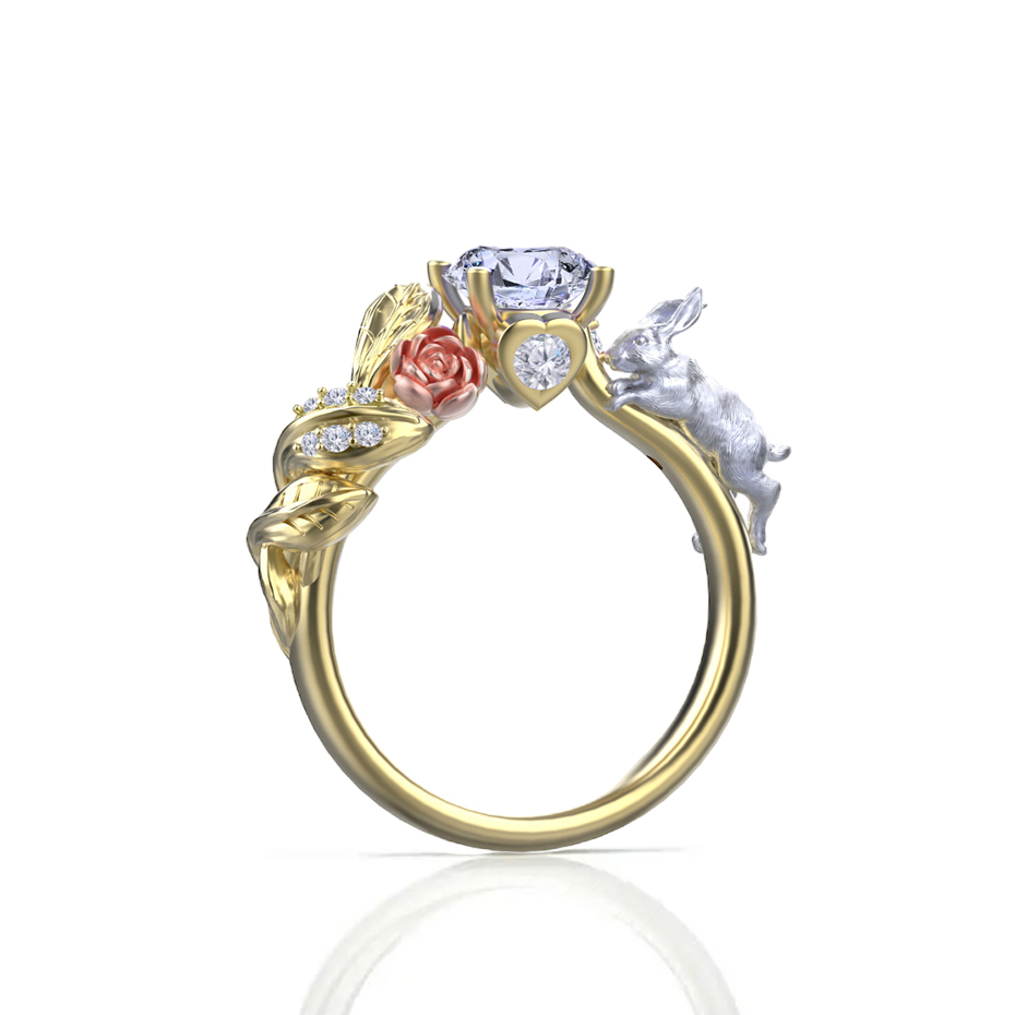 'Alice' Natural White Diamond Gold Ring