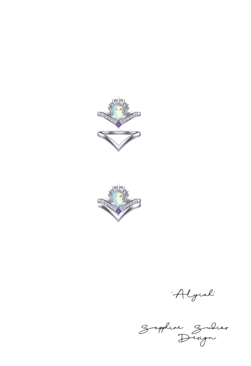 'Alyiah' Pear Cut Alexandrite Gold Moon Bridal Set