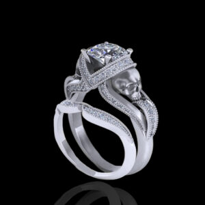 'Aphrodite' White Gold Skull Bridal set