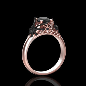 'Aranea' Natural Black Diamond Gold Spider Engagement Ring
