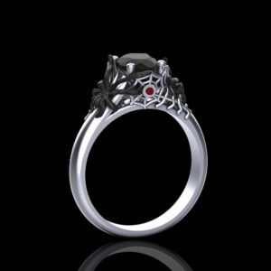 'Aranea' Natural Black Diamond Gold Spider Engagement Ring
