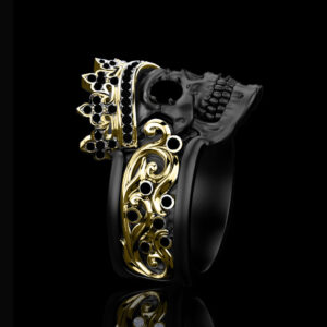 'Castiel Noir' Black Sterling Silver Skull Ring