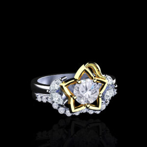 'Destiny' Natural Diamond Gold Inspired Kingdom Hearts Bridal Set