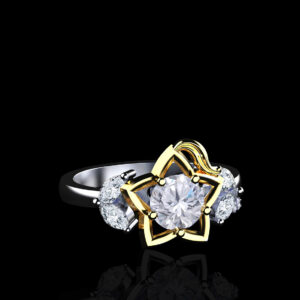 'Destiny' Natural Diamond Gold Inspired Kingdom Hearts Engagement Ring