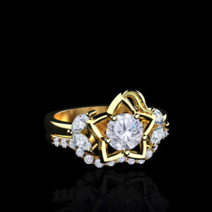 'Destiny' Natural Diamond Gold Inspired Kingdom Hearts Bridal Set