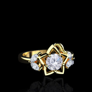 'Destiny' Natural Diamond Gold Inspired Kingdom Hearts Engagement Ring