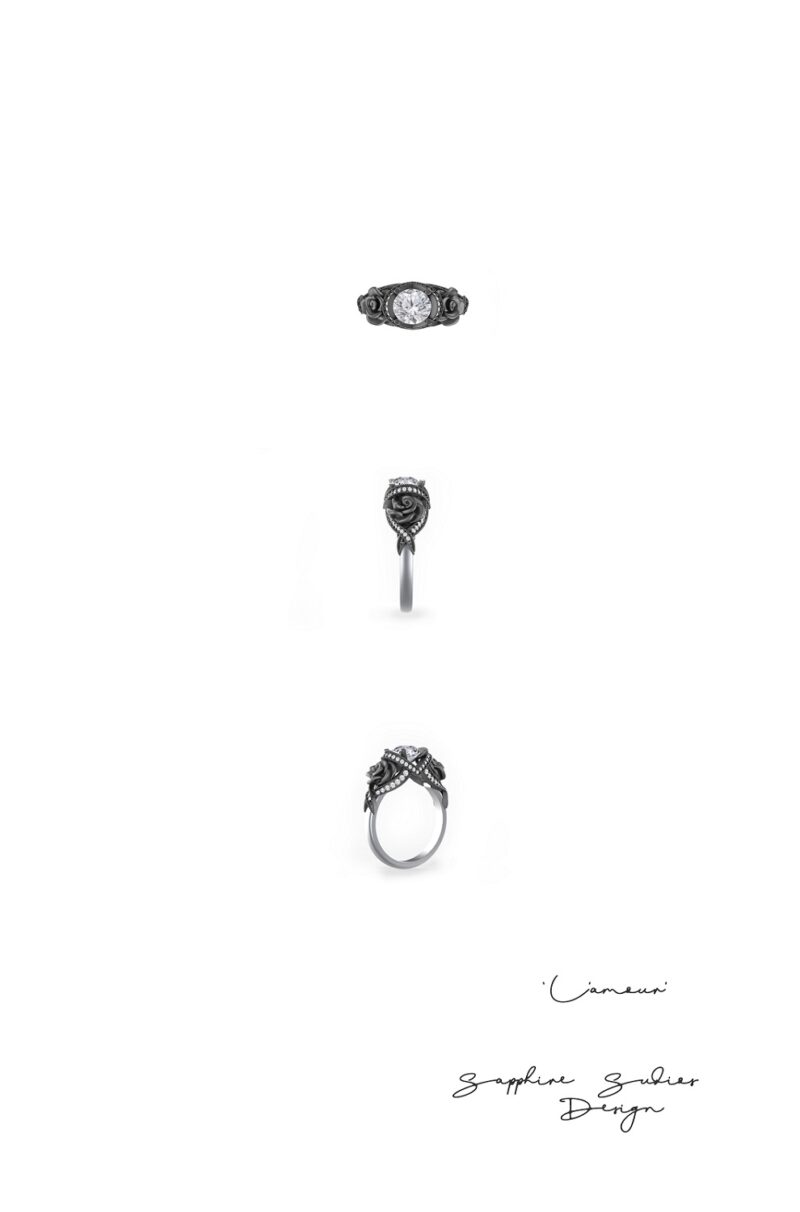 'L'amour' Gold Flower Engagement Ring