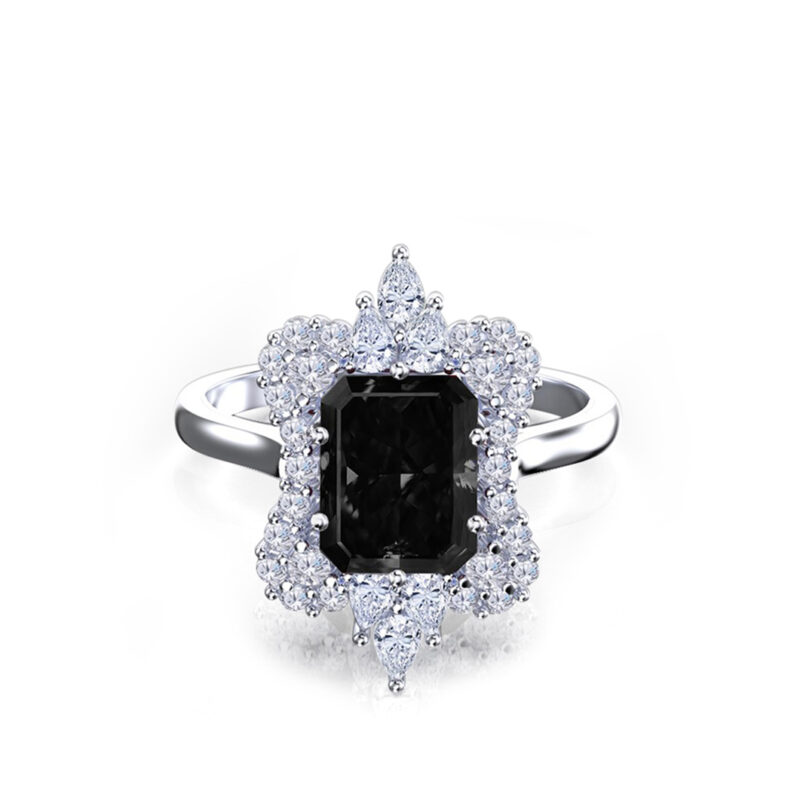 'Lilena' Radiant Cut Gold Floral Engagement Ring