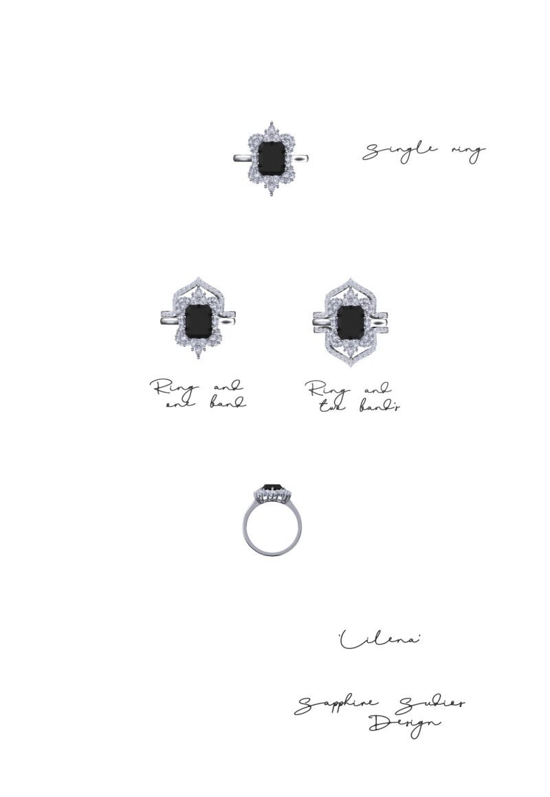 'Lilena' Radiant Cut Gold Floral Engagement Ring