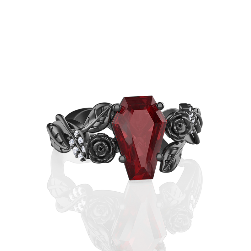 'Lileve' Sterling Silver Natural Coffin Cut and Diamond Floral Ring