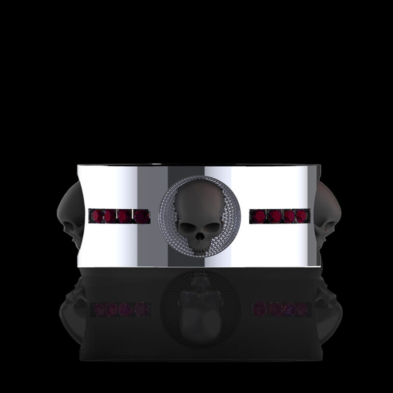'Luna De Saturno' Sterling Silver Mens Skull Band