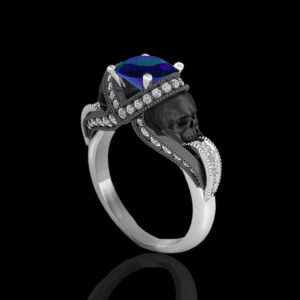 'Aphrodite' Alexandrite Sterling Silver Skull Ring